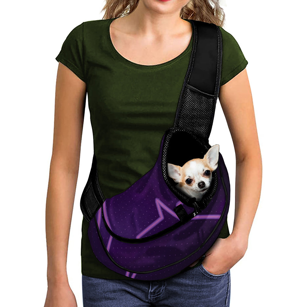 Purple Heartbeat Print Pet Sling Carrier