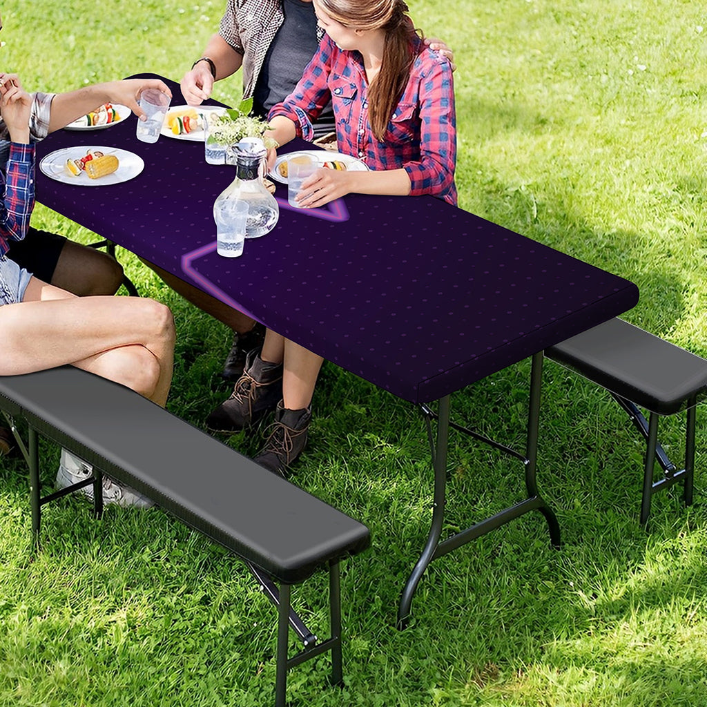 Purple Heartbeat Print Picnic Table Cover
