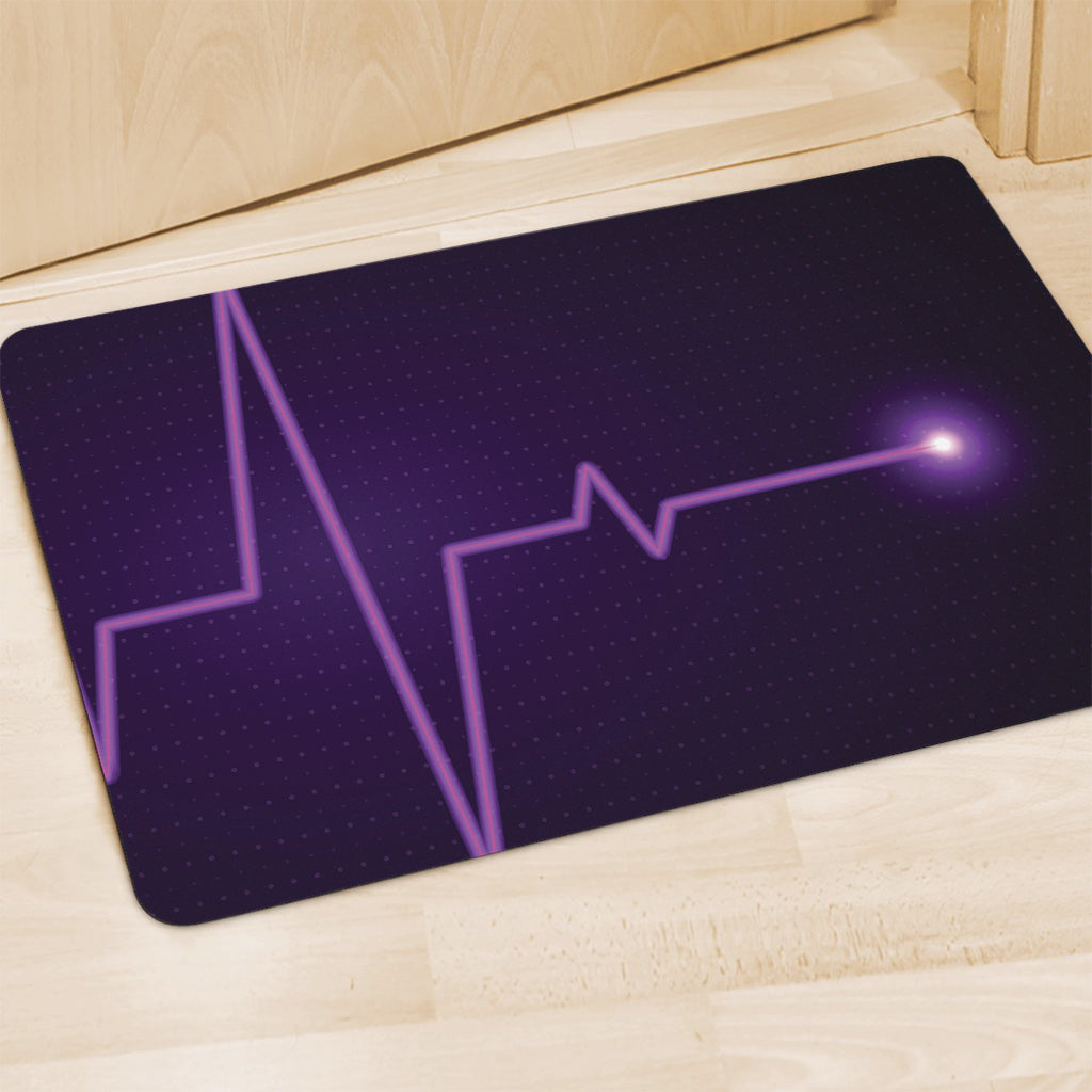 Purple Heartbeat Print Polyester Doormat