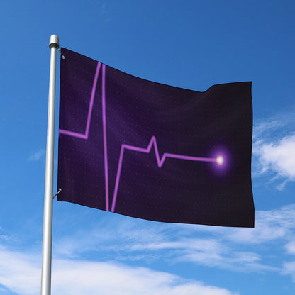 Purple Heartbeat Print Polyester Flag