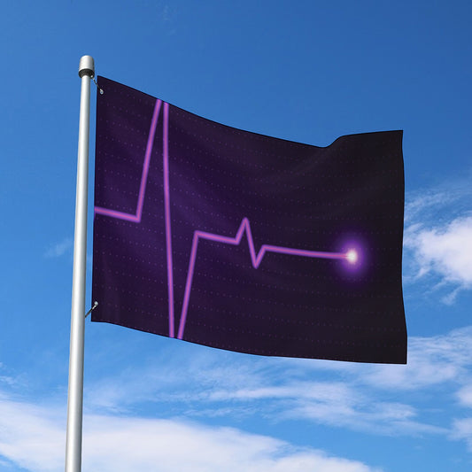 Purple Heartbeat Print Polyester Flag