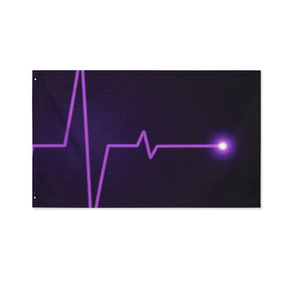 Purple Heartbeat Print Polyester Flag