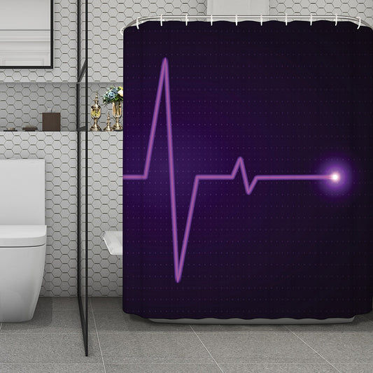 Purple Heartbeat Print Polyester Shower Curtain