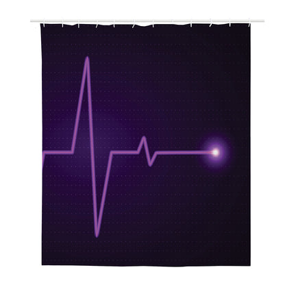 Purple Heartbeat Print Polyester Shower Curtain