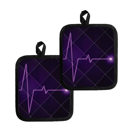 Purple Heartbeat Print Pot Holders