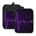 Purple Heartbeat Print Pot Holders With Pocket