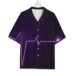 Purple Heartbeat Print Rayon Hawaiian Shirt
