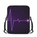 Purple Heartbeat Print Rectangular Crossbody Bag
