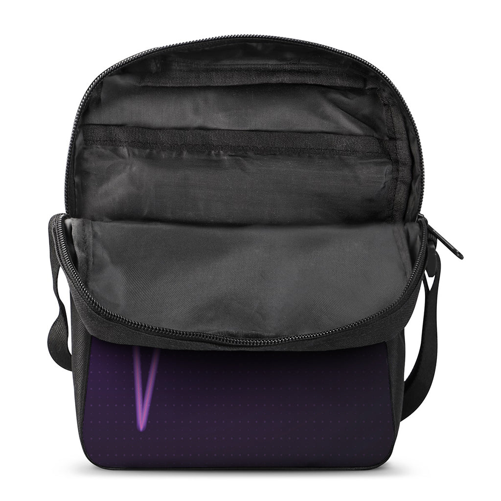 Purple Heartbeat Print Rectangular Crossbody Bag