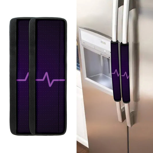 Purple Heartbeat Print Refrigerator Handle Covers