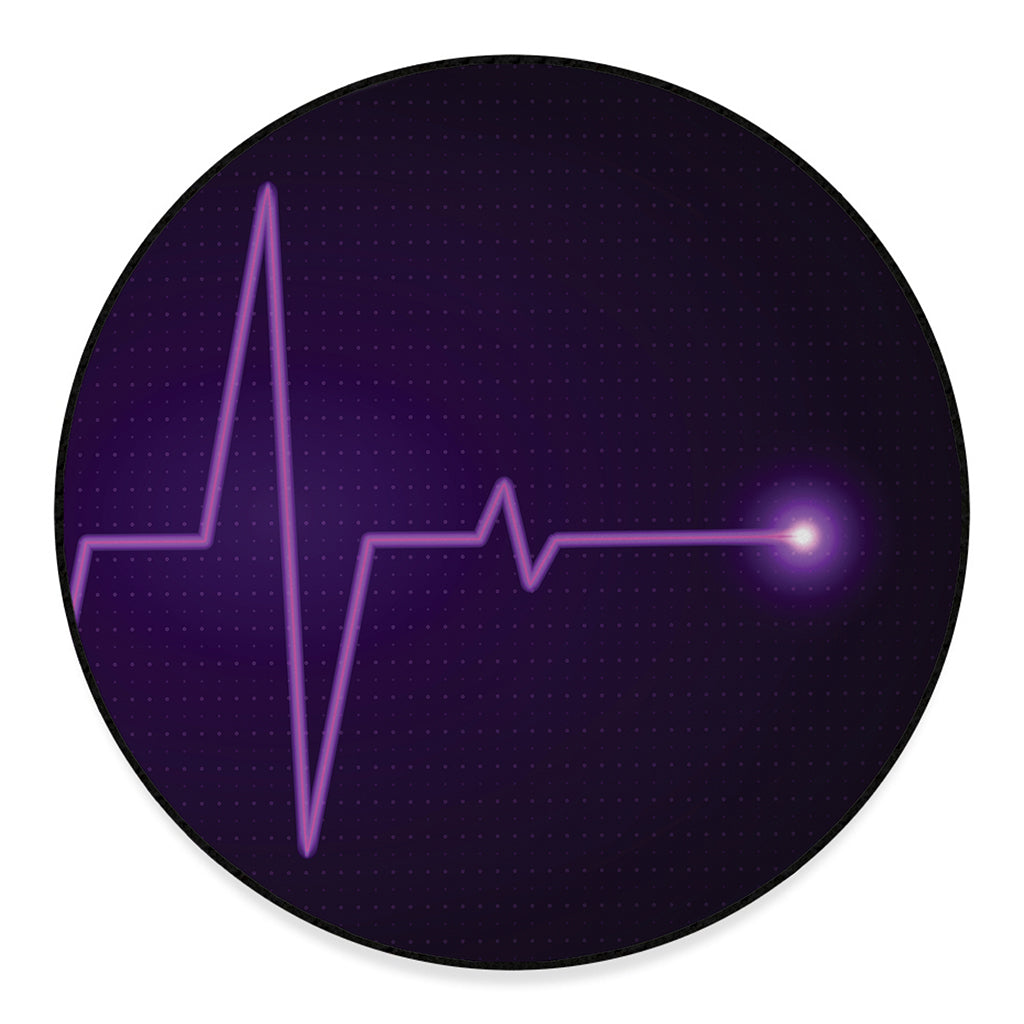 Purple Heartbeat Print Round Floor Mat