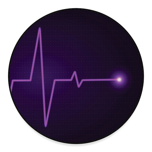 Purple Heartbeat Print Round Floor Mat