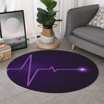 Purple Heartbeat Print Round Rug