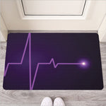 Purple Heartbeat Print Rubber Doormat