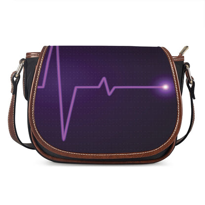 Purple Heartbeat Print Saddle Bag