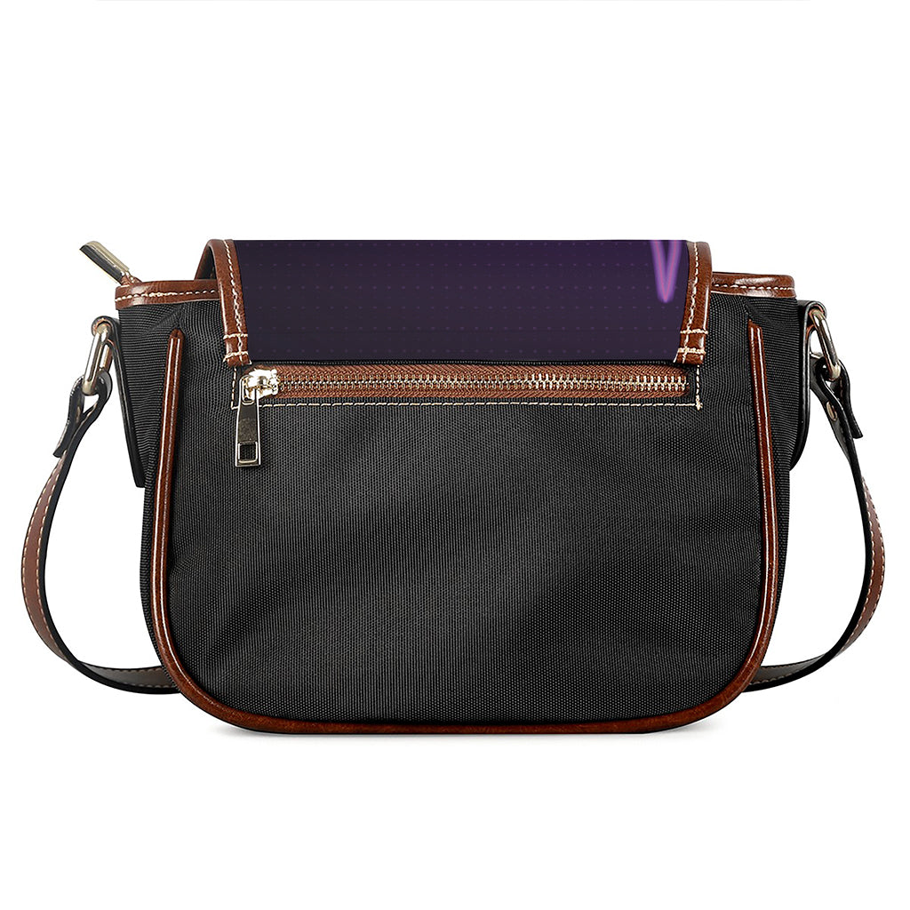 Purple Heartbeat Print Saddle Bag