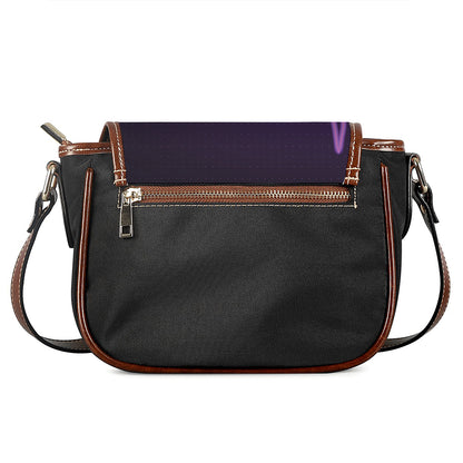 Purple Heartbeat Print Saddle Bag