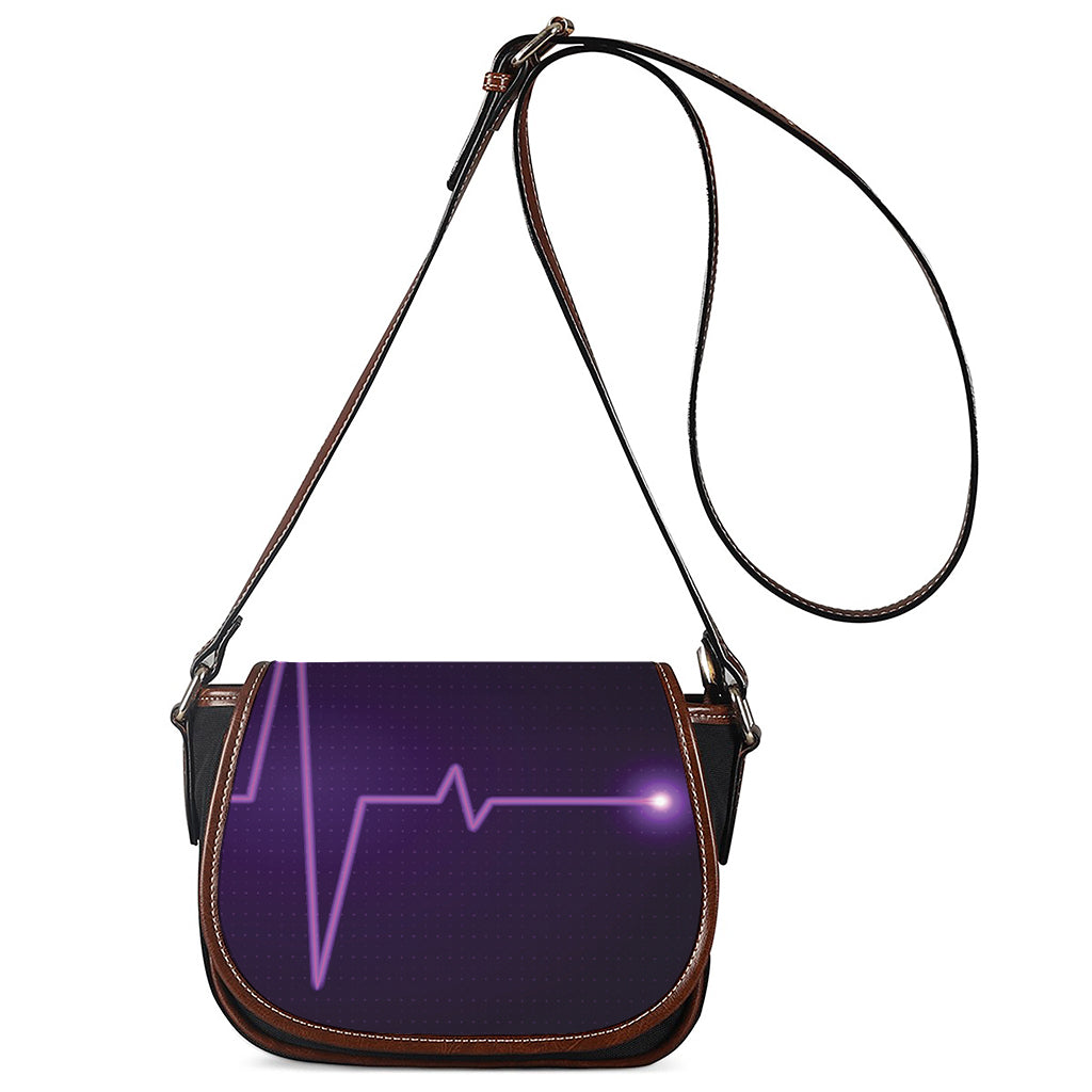 Purple Heartbeat Print Saddle Bag