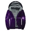 Purple Heartbeat Print Sherpa Lined Zip Up Hoodie