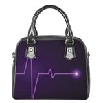 Purple Heartbeat Print Shoulder Handbag