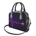 Purple Heartbeat Print Shoulder Handbag