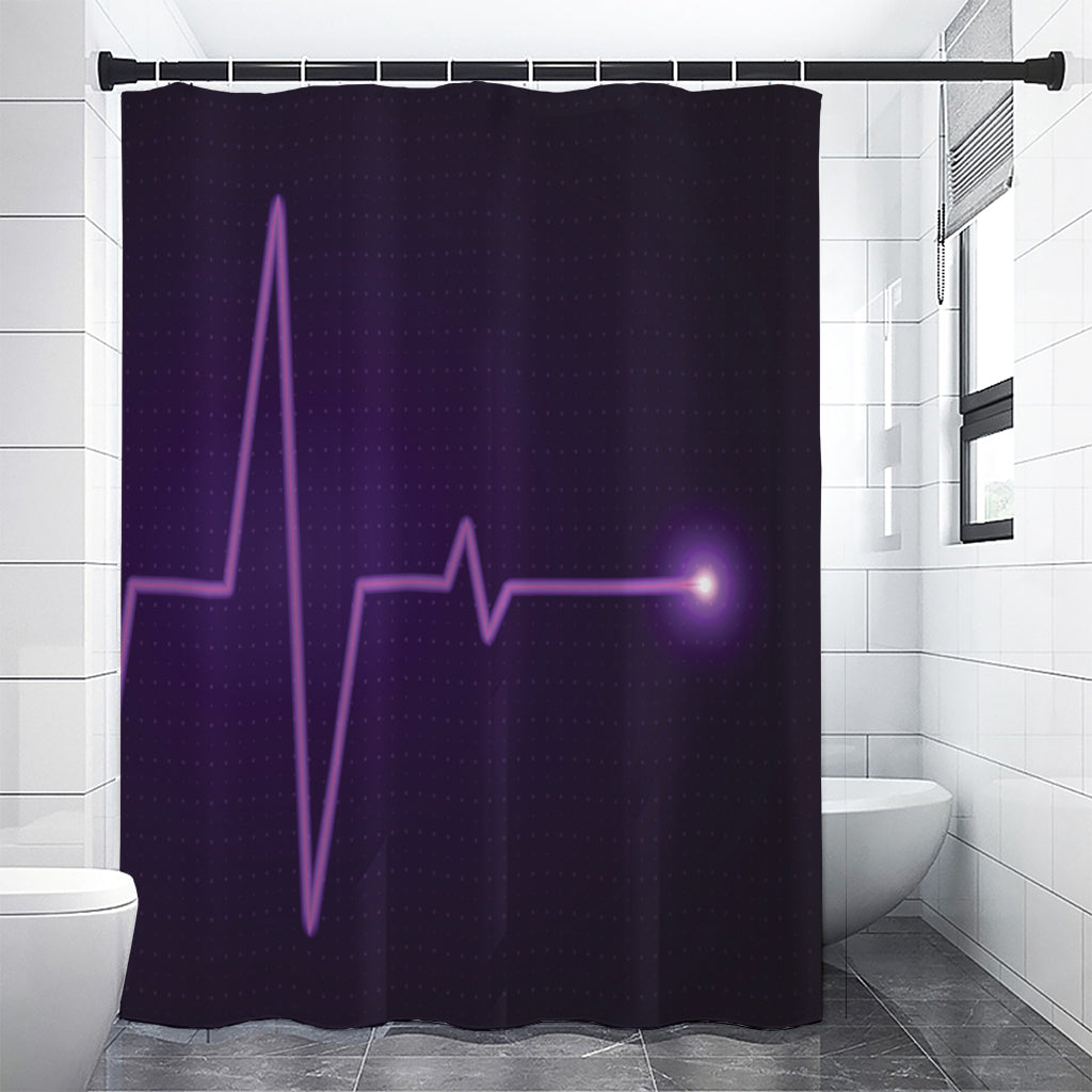 Purple Heartbeat Print Shower Curtain