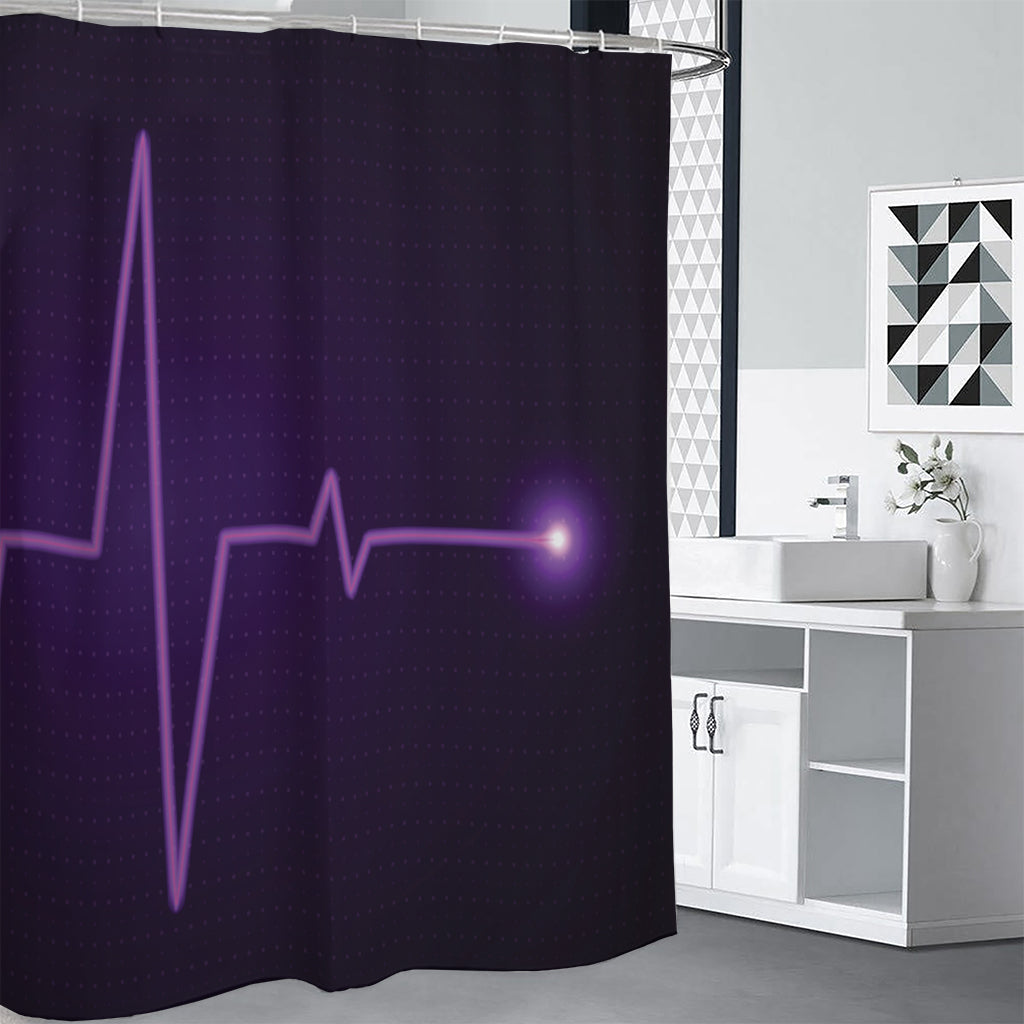 Purple Heartbeat Print Shower Curtain
