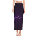 Purple Heartbeat Print Side Slit Maxi Skirt