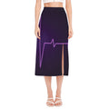 Purple Heartbeat Print Side Slit Midi Skirt