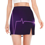 Purple Heartbeat Print Side Slit Mini Skirt