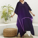Purple Heartbeat Print Silk V-Neck Kaftan Dress