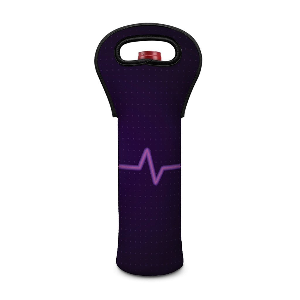 Purple Heartbeat Print Single Neoprene Wine Tote