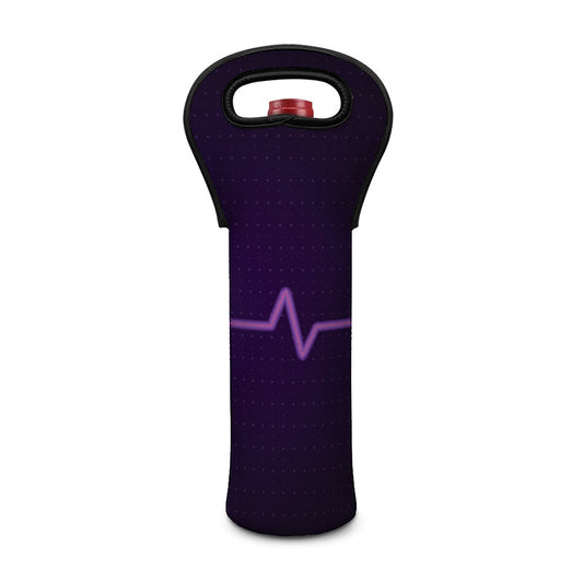 Purple Heartbeat Print Single Neoprene Wine Tote