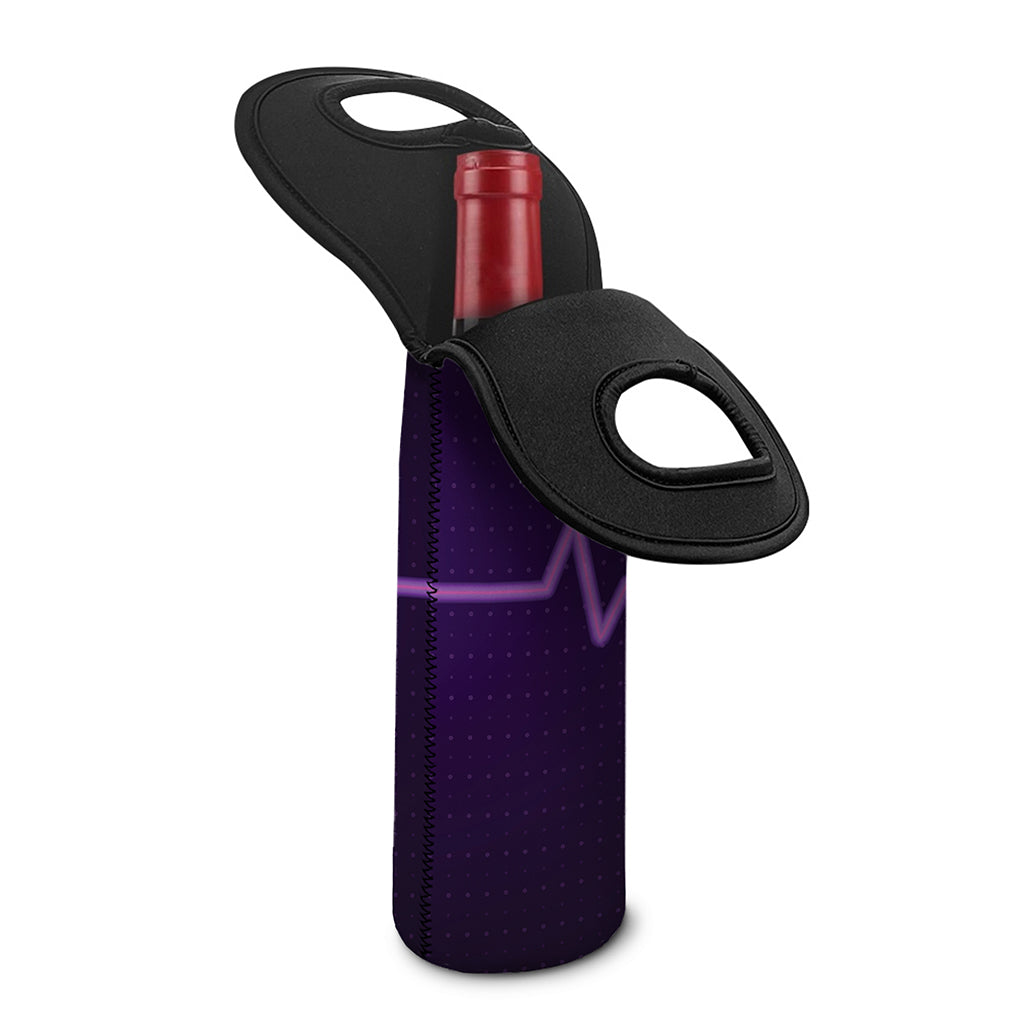 Purple Heartbeat Print Single Neoprene Wine Tote