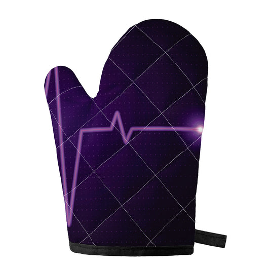 Purple Heartbeat Print Single Oven Mitt