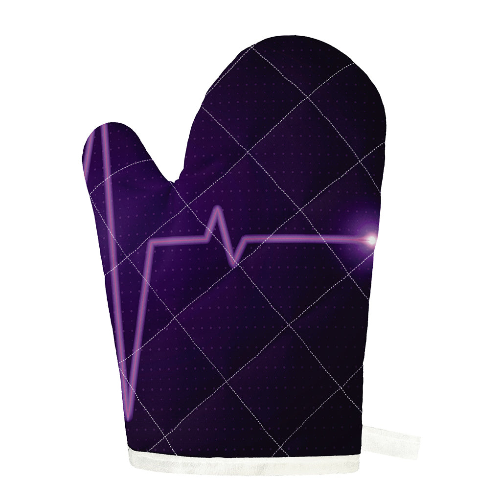 Purple Heartbeat Print Single Oven Mitt