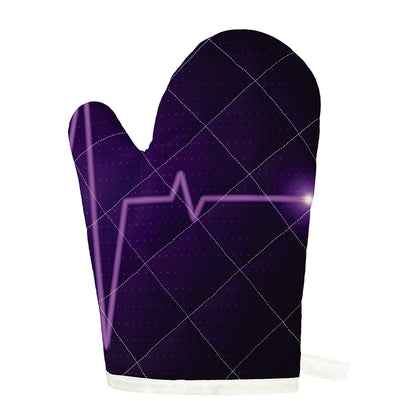 Purple Heartbeat Print Single Oven Mitt
