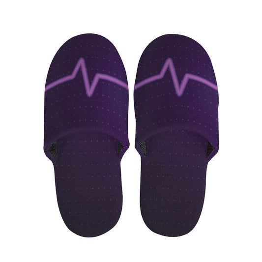 Purple Heartbeat Print Slippers