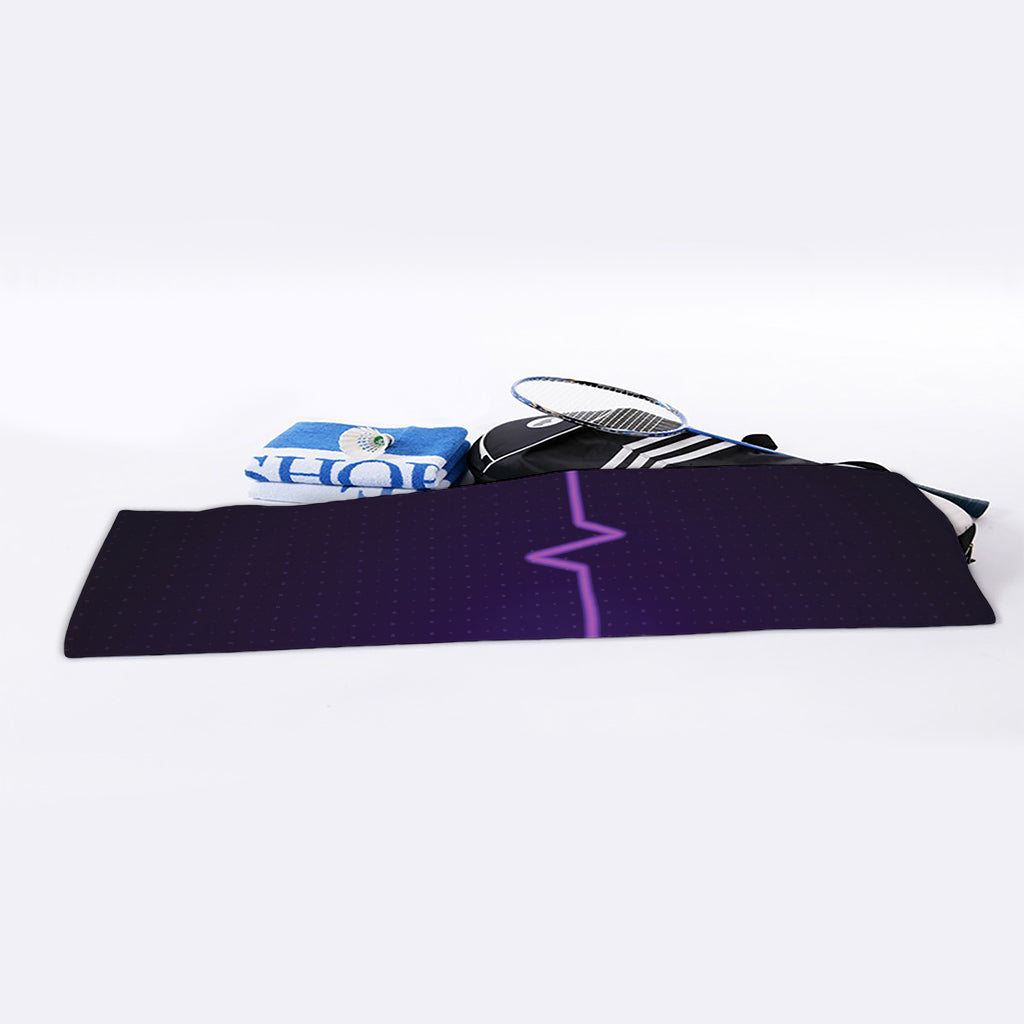 Purple Heartbeat Print Sports Towel