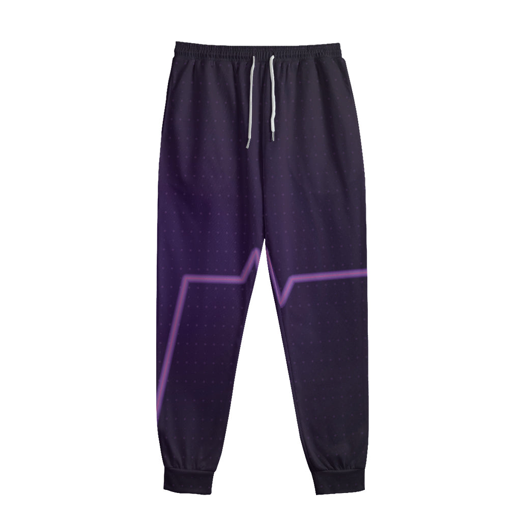 Purple Heartbeat Print Sweatpants