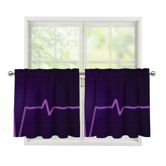 Purple Heartbeat Print Tier Curtains
