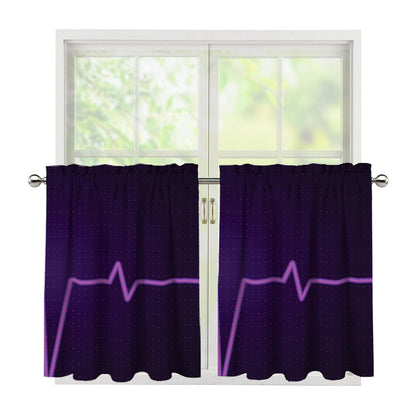 Purple Heartbeat Print Tier Curtains