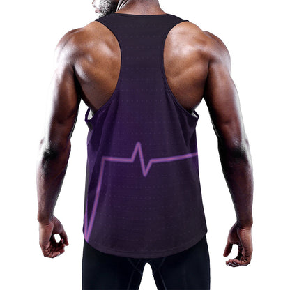 Purple Heartbeat Print Training Tank Top