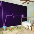 Purple Heartbeat Print Wall Sticker