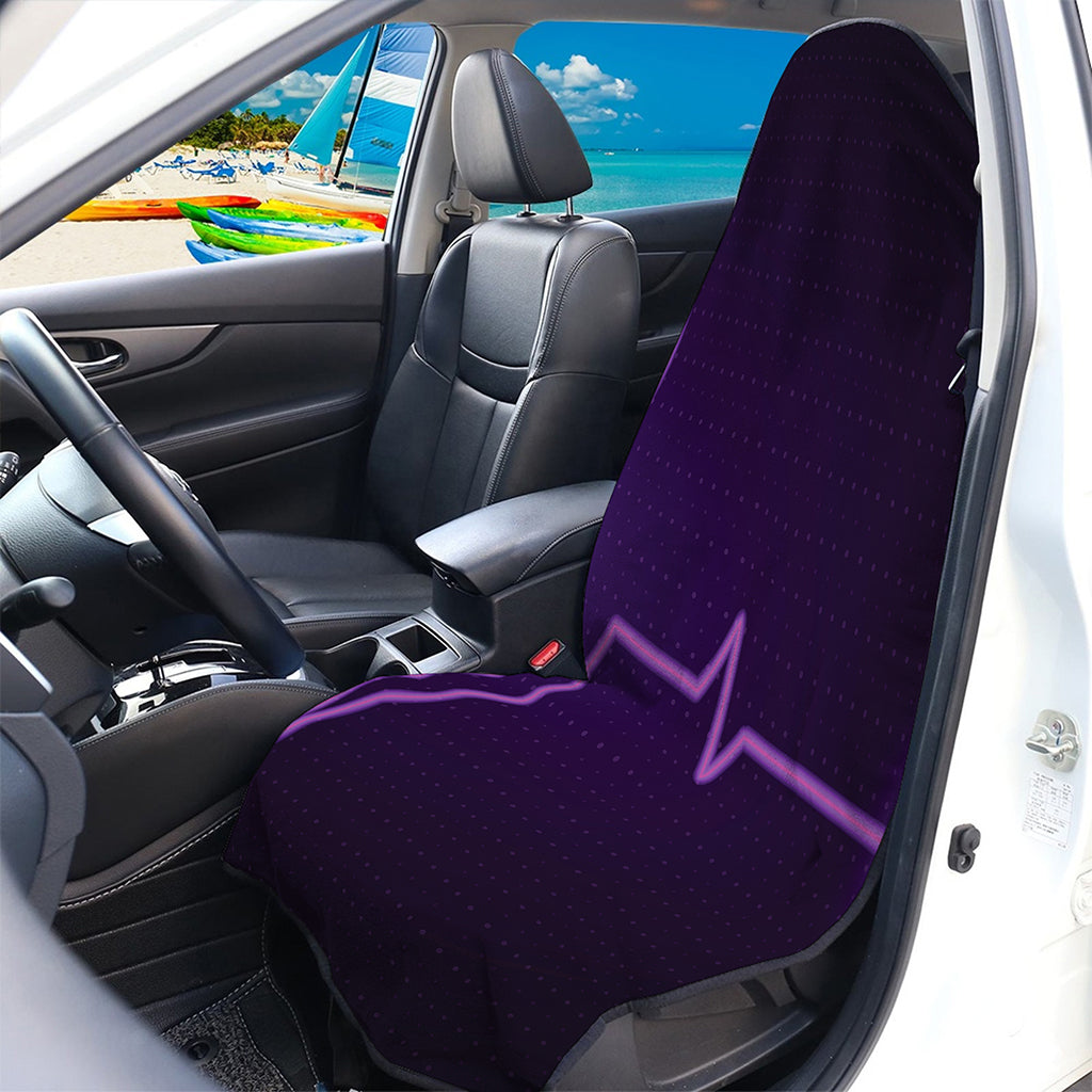 Purple Heartbeat Print Waterproof Car Seat Cover