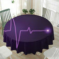 Purple Heartbeat Print Waterproof Round Tablecloth