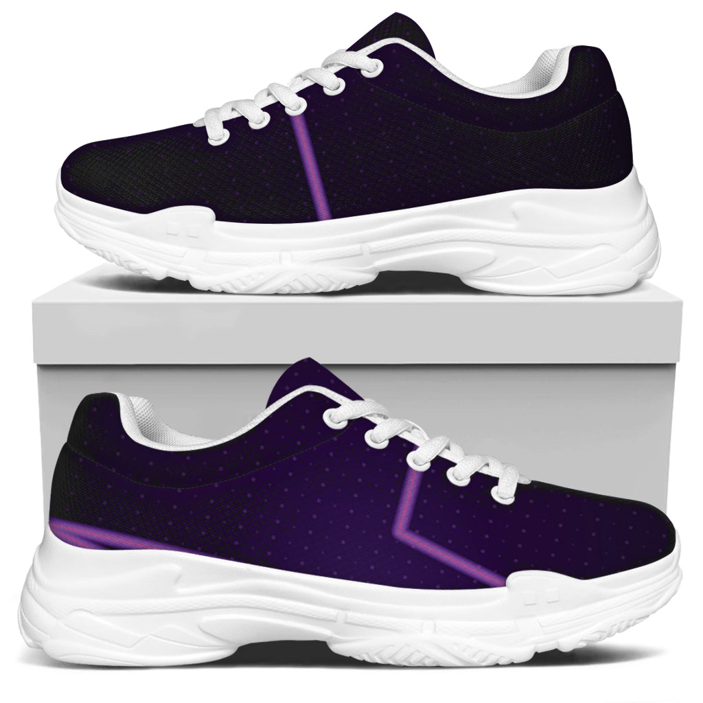 Purple Heartbeat Print White Chunky Shoes