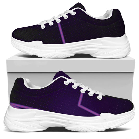 Purple Heartbeat Print White Chunky Shoes