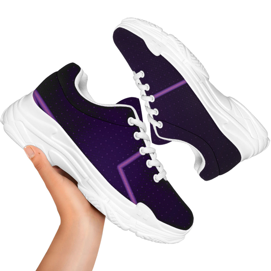 Purple Heartbeat Print White Chunky Shoes