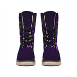 Purple Heartbeat Print Winter Boots